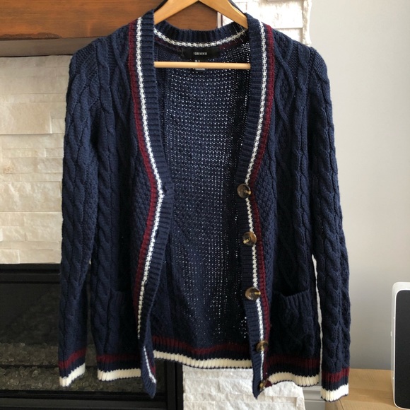 Forever 21 Navy Knit Cardigan - Picture 2 of 6